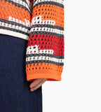 Daily Paper Kente Stripe Knit Polo Haute Red Tigerlily