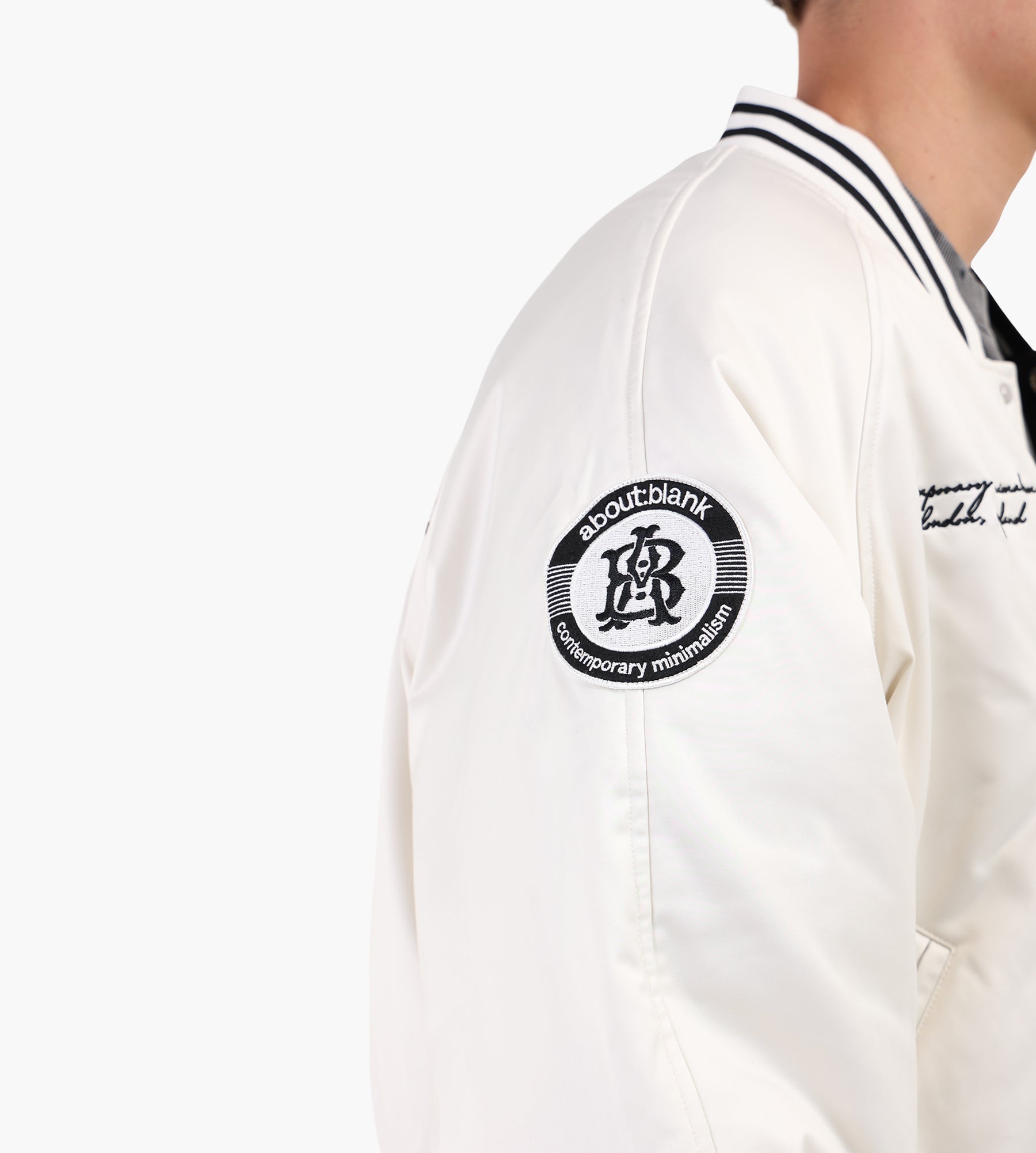about:blank Satin Jacket Polyester Black Ecru