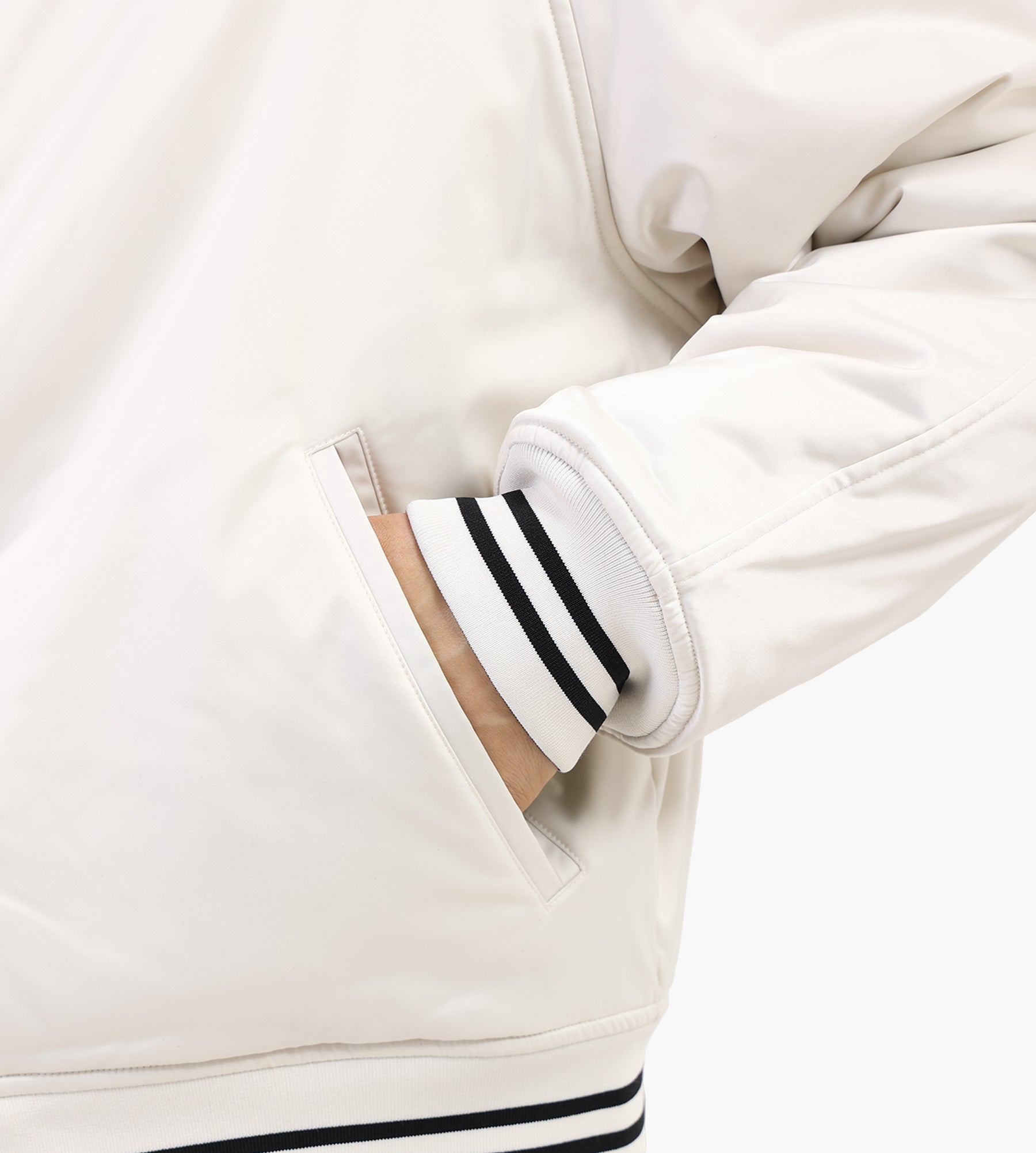 about:blank Satin Jacket Polyester Black Ecru