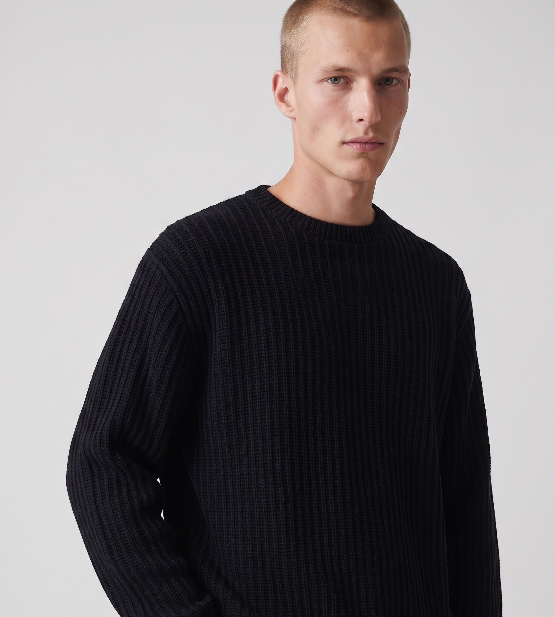 Baskèts Heavy Rib Knit Crewneck Black