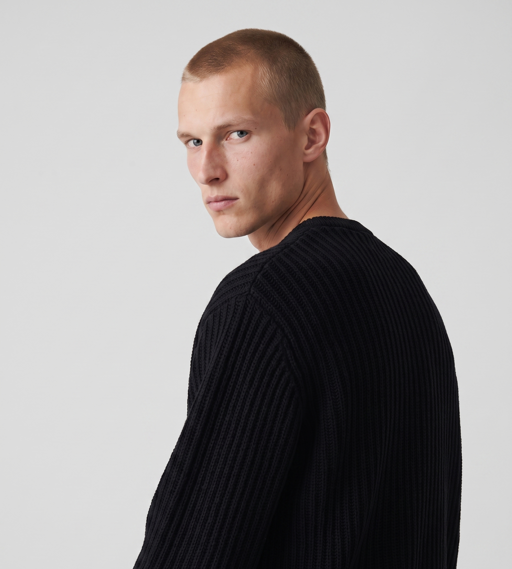 Baskèts Heavy Rib Knit Crewneck Black