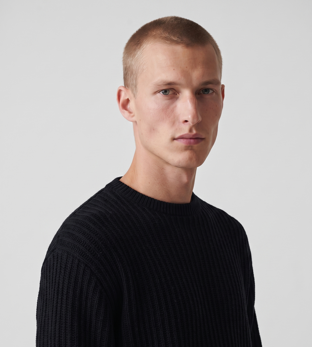 Baskèts Heavy Rib Knit Crewneck Black
