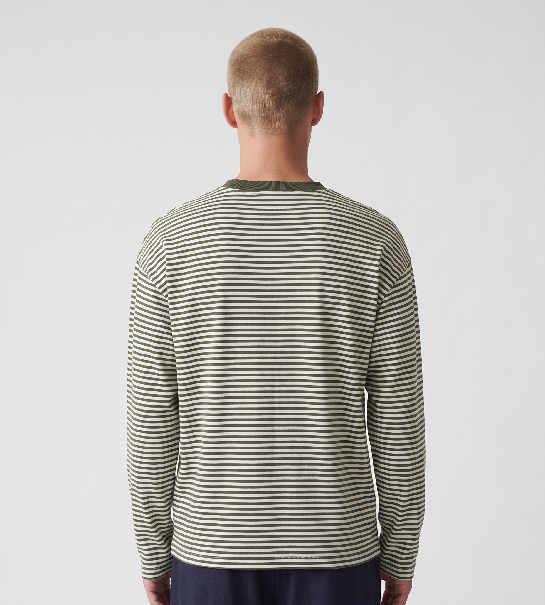 Baskèts Offset Stripe Longsleeve White Green Stripe