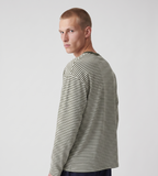 Baskèts Offset Stripe Longsleeve White Green Stripe