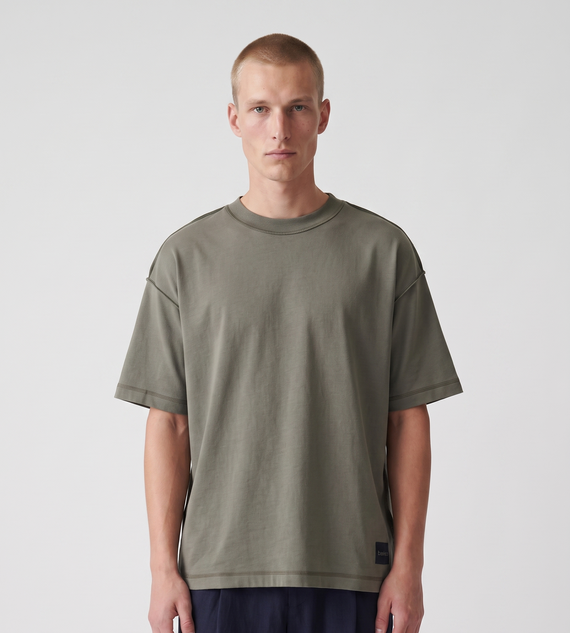 Baskèts Reversed Garment Dye T-Shirt Olive