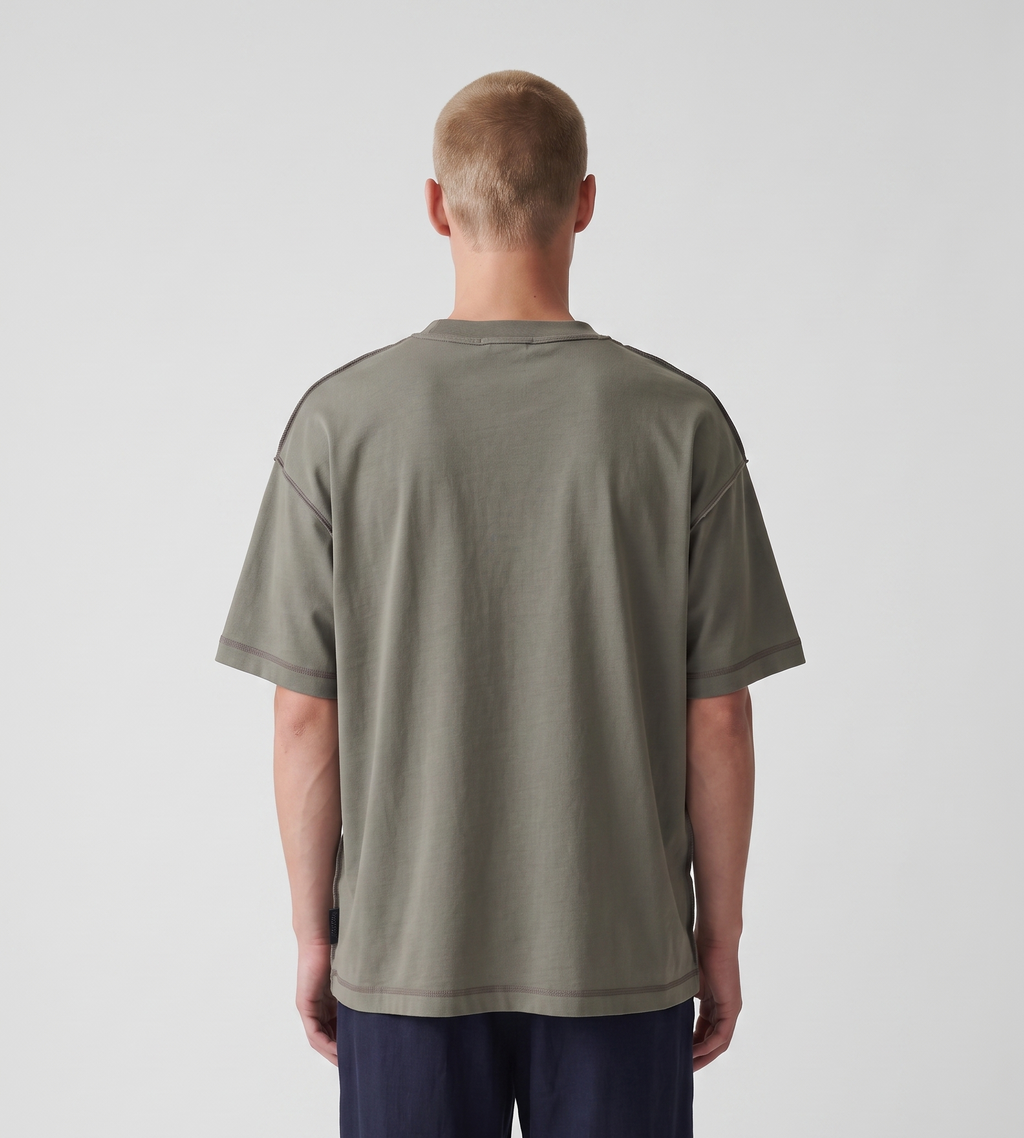 Baskèts Reversed Garment Dye T-Shirt Olive