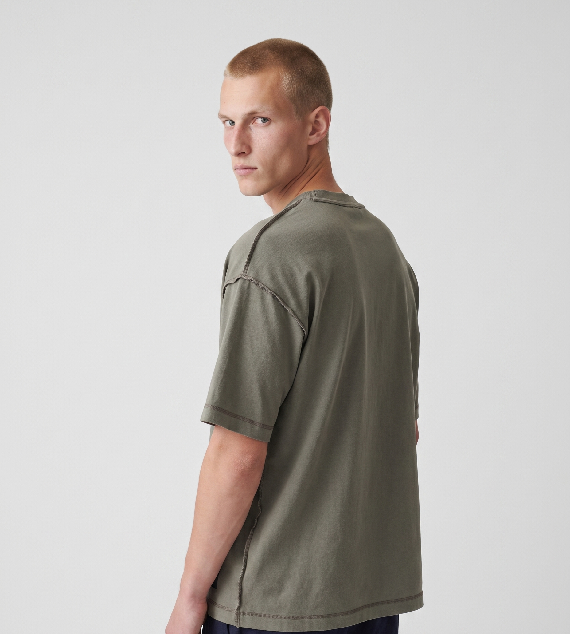 Baskèts Reversed Garment Dye T-Shirt Olive