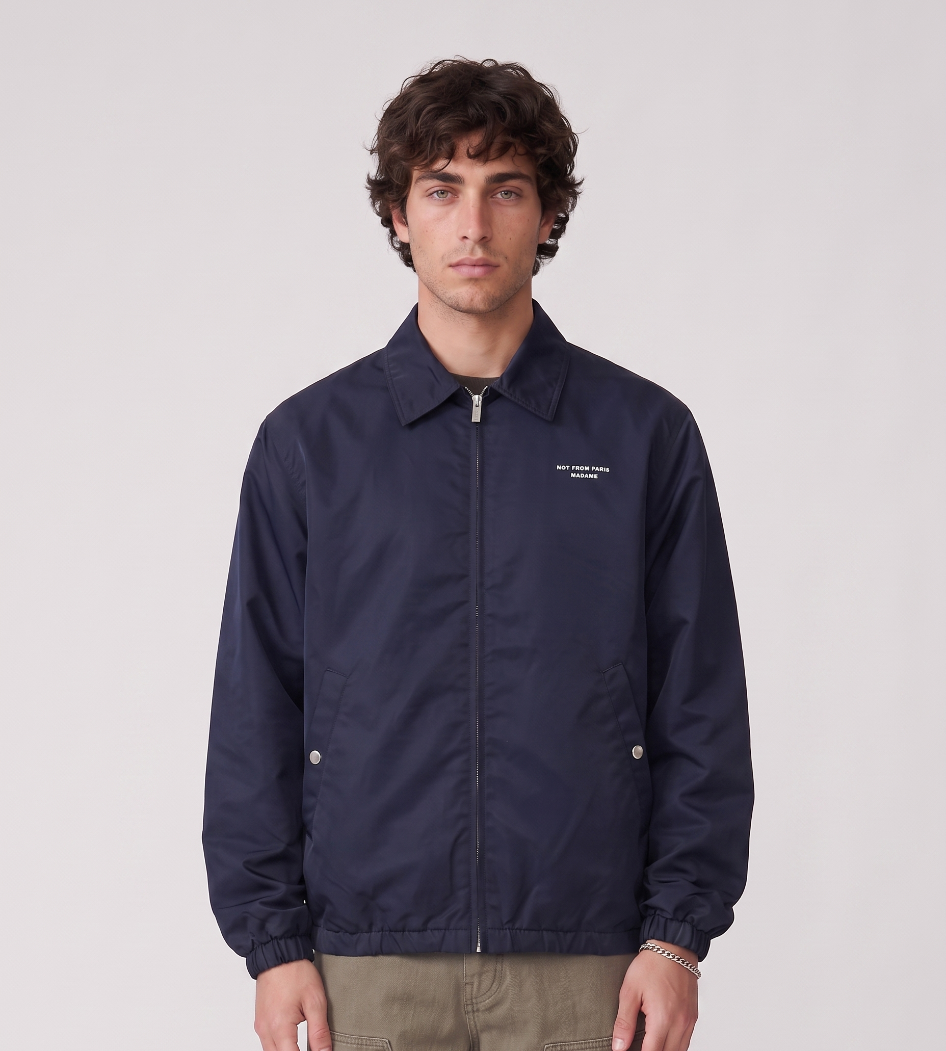 Drôle de Monsieur Slogan Nylon Jacket  Navy