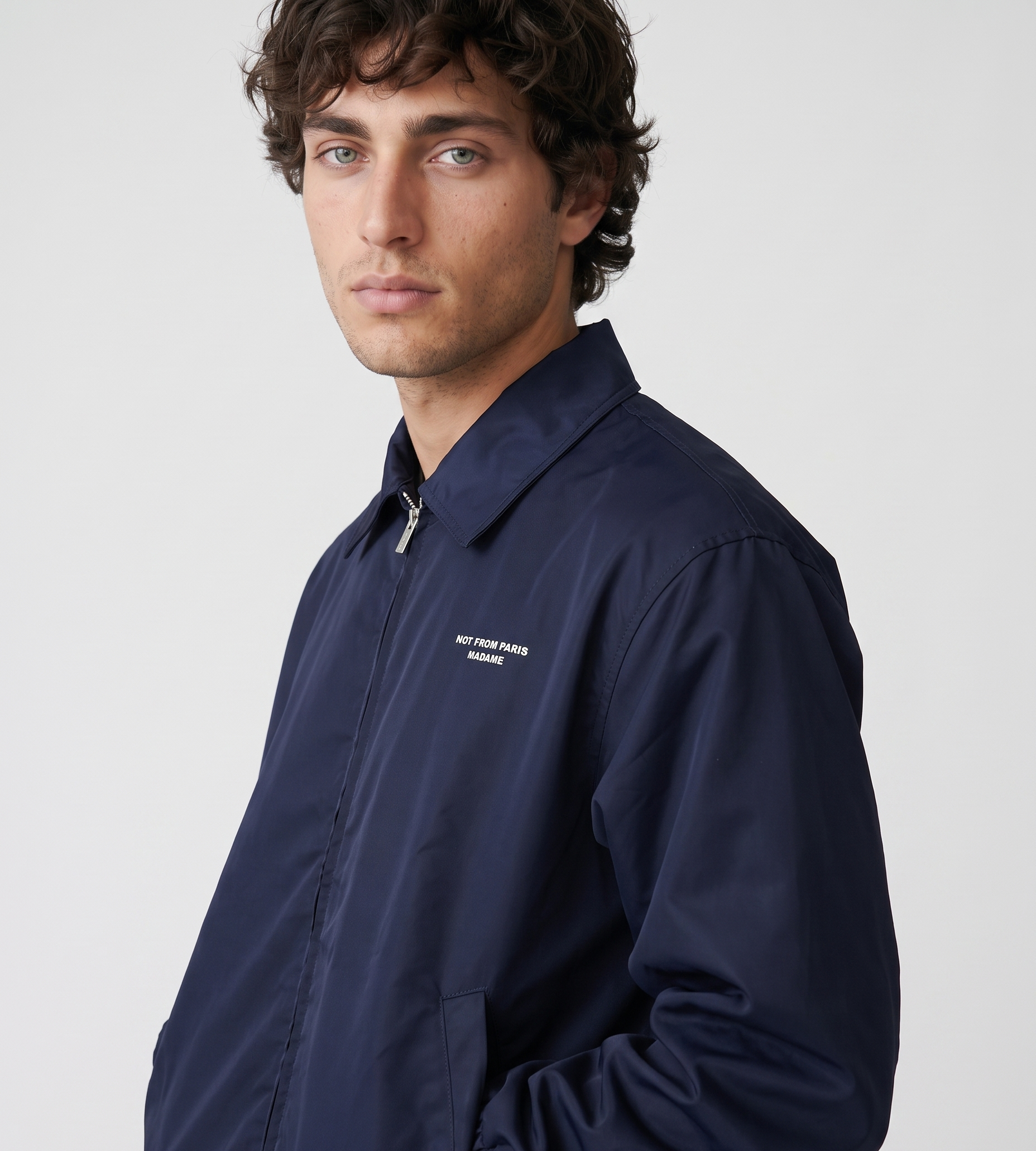 Drôle de Monsieur Slogan Nylon Jacket  Navy