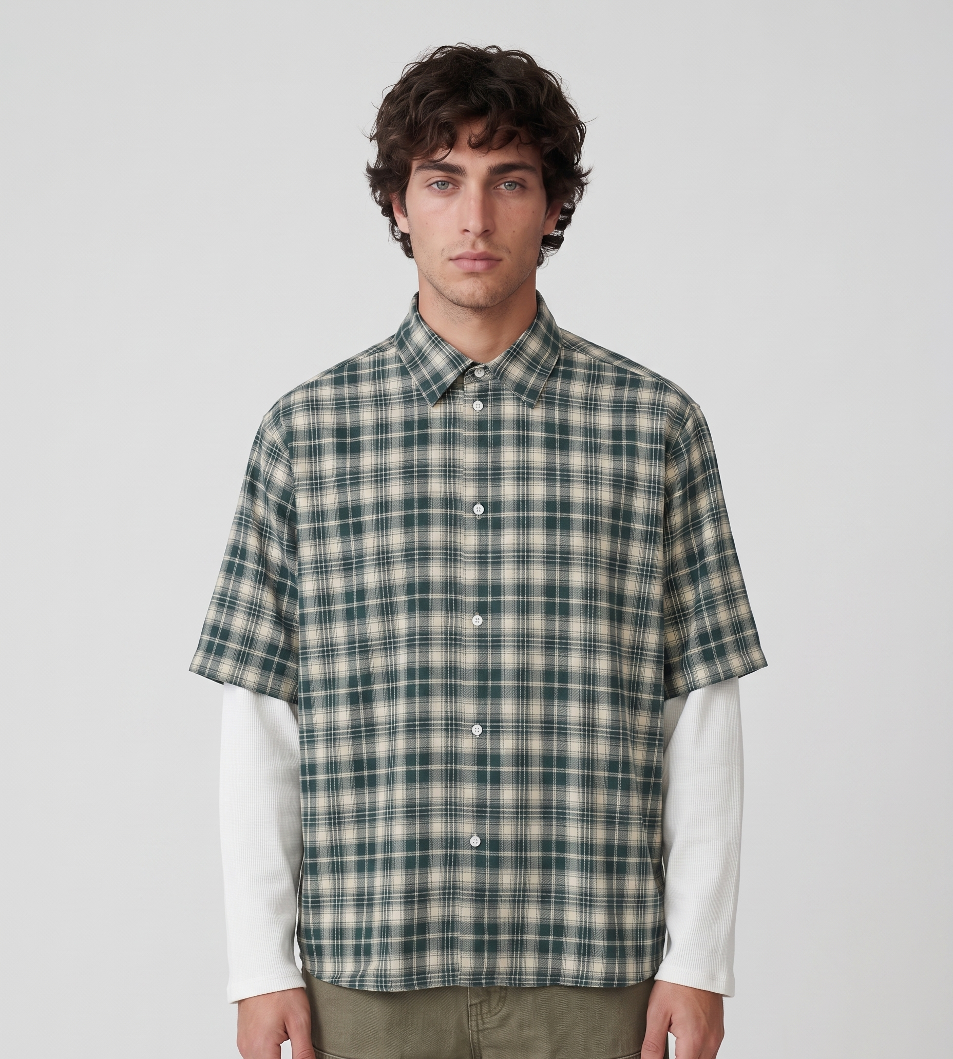 New Amsterdam Surf Association Double Layer Shirt Green White Check