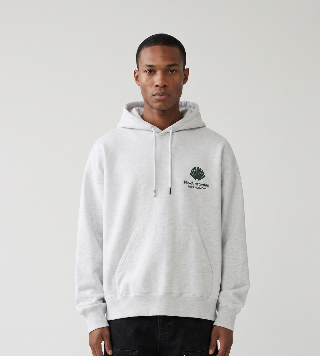 New Amsterdam Surf Association Logo Hoodie Ash Bottle Green