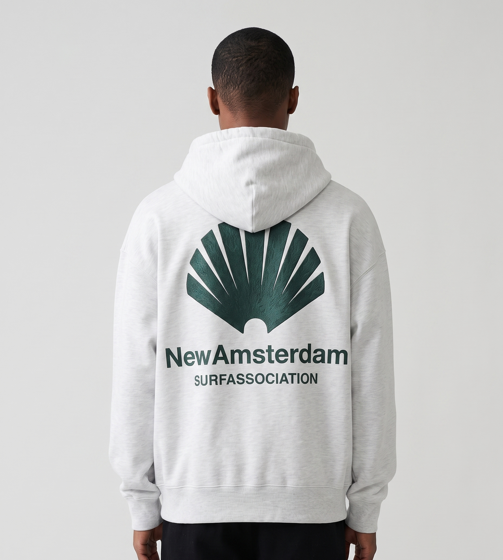 New Amsterdam Surf Association Logo Hoodie Ash Bottle Green
