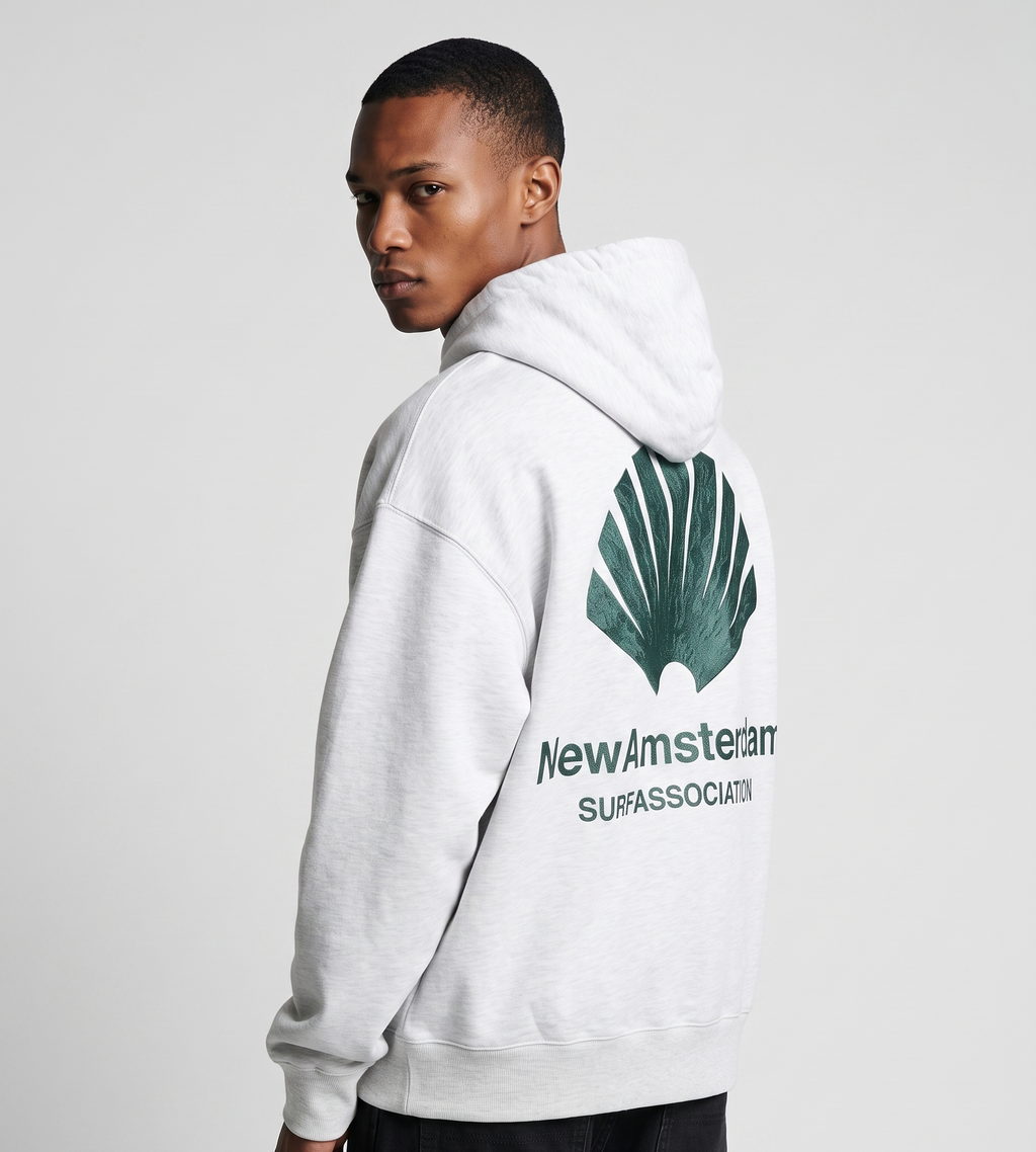 New Amsterdam Surf Association Logo Hoodie Ash Bottle Green
