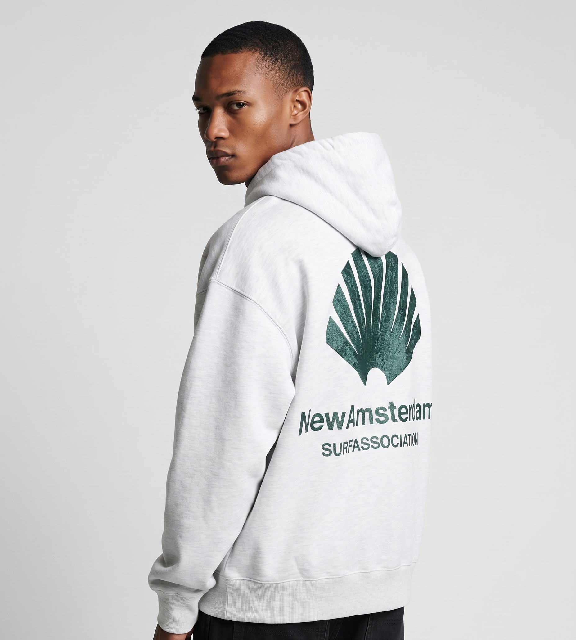 New Amsterdam Surf Association Logo Hoodie Ash Bottle Green